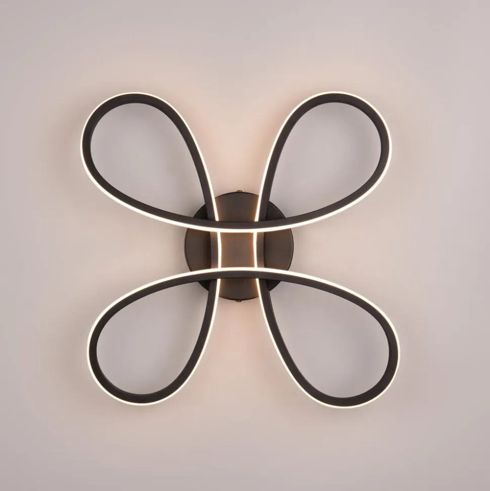 Fly LED-loftslampe, mat sort, 3.000 K, 40 cm x 40 cm