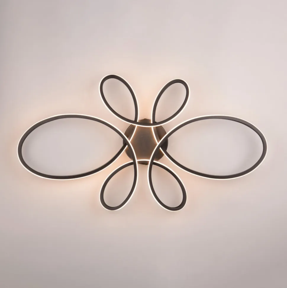 Fly LED-loftslampe, mat sort, 3.000 K, 83 cm x 45 cm