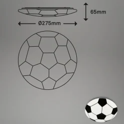 Fodbold LED-loftlampe, sort-hvid, Ø 27,5cm
