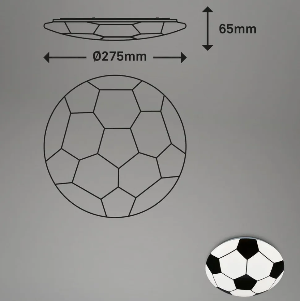 Fodbold LED-loftlampe, sort-hvid, Ø 27,5cm