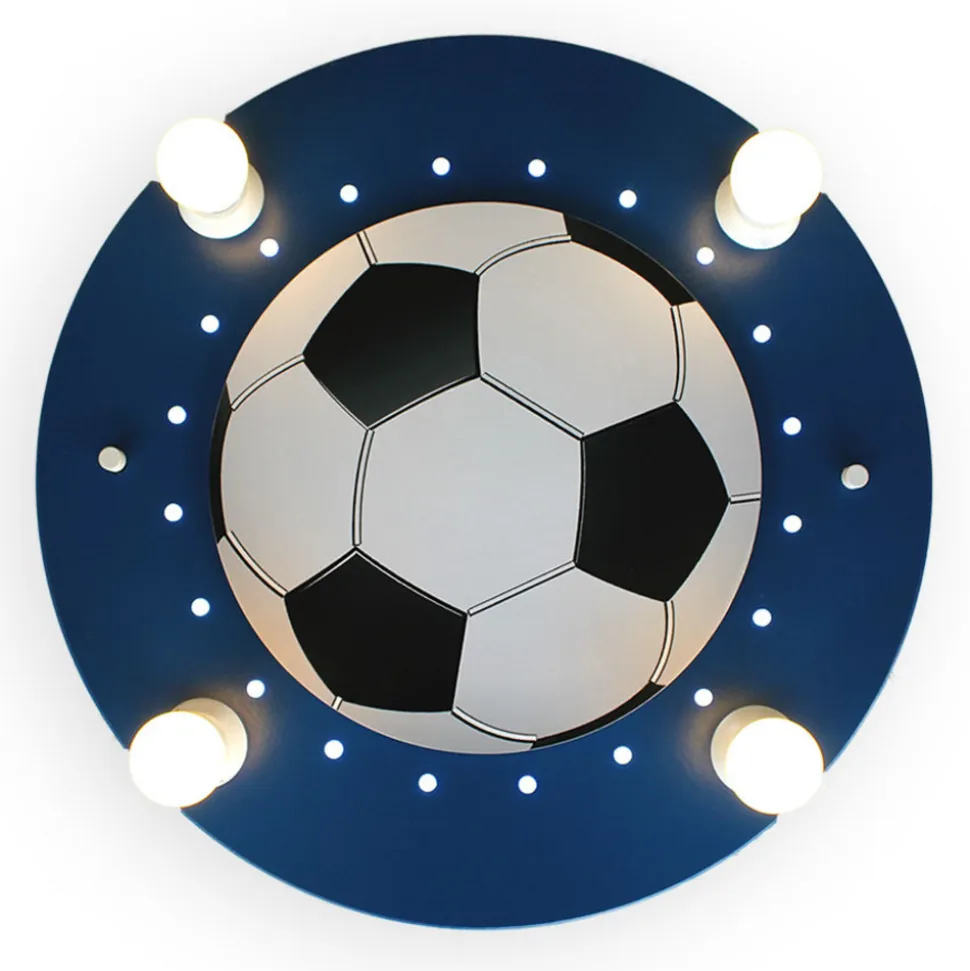 Fodbold loftlampe, 4 lyskilder, mørkeblå-hvid