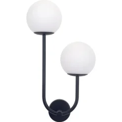 Forlight væglampe Sfera Double, sort, glas, bredde 23 cm