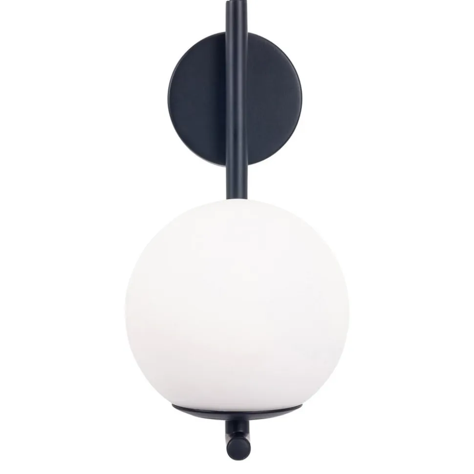 Forlight væglampe Sfera Single, sort, glas, bredde 12 cm