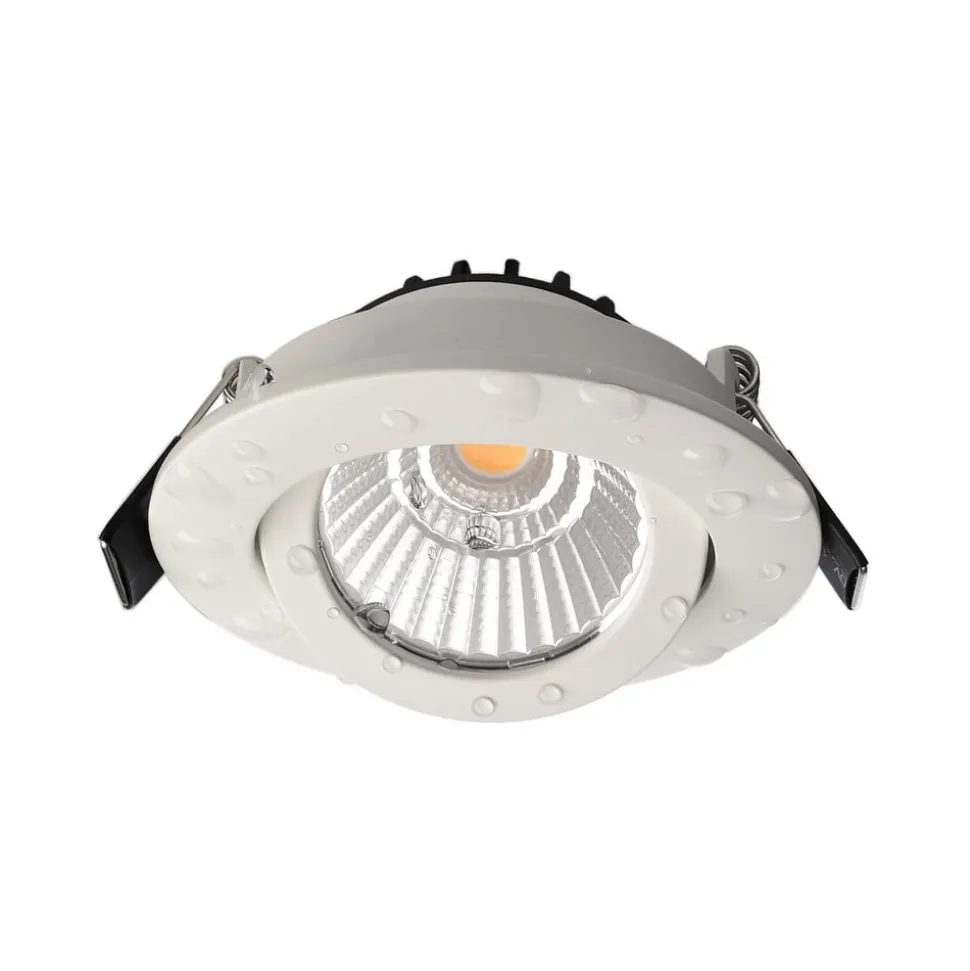 Forsænket loftlampe Dione, IP44, hvid, dæmpbar til varm