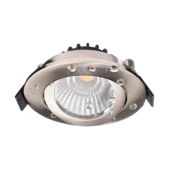 Forsænket loftlampe Dione, IP44, nikkel, dæmpbar til varm