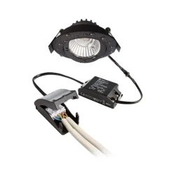 Forsænket loftlampe Dione, IP44, 3.000 K, sort, dæmpbar