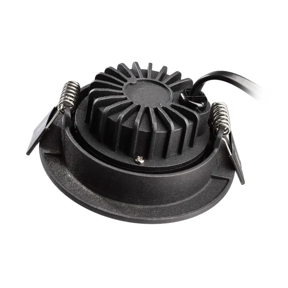 Forsænket loftlampe Dione, IP44, 2.700 K, sort, dæmpbar