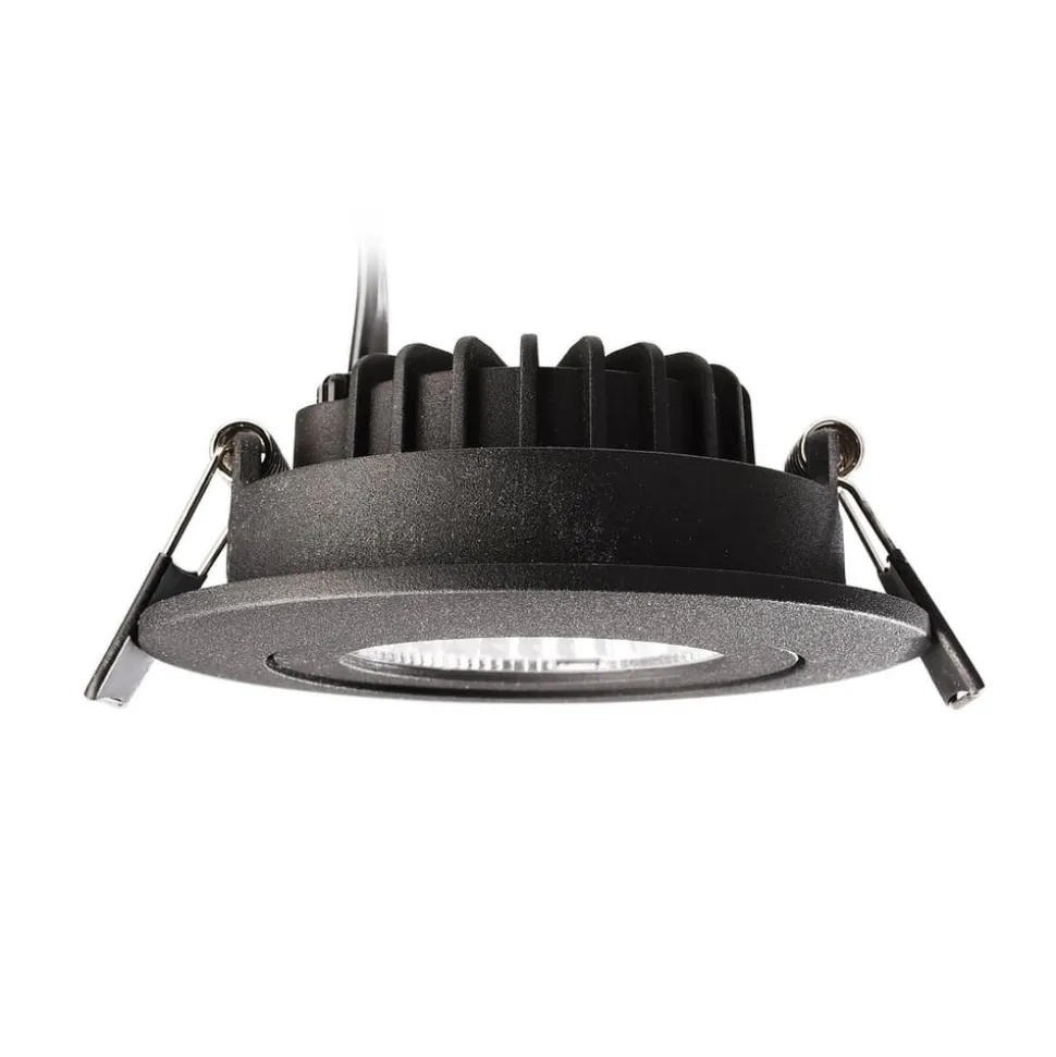 Forsænket loftlampe Dione, IP44, 2.700 K, sort, dæmpbar