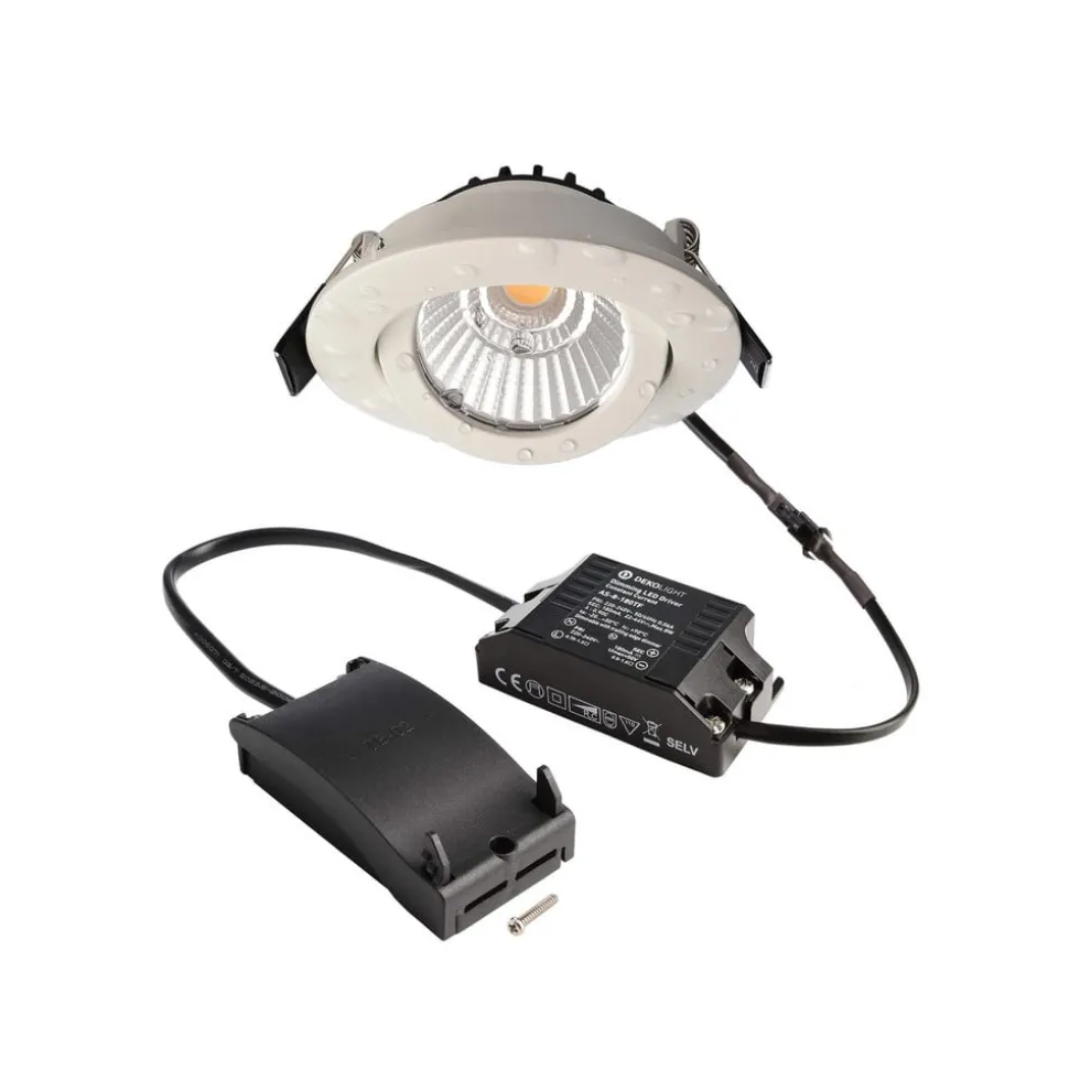 Forsænket loftlampe Dione, IP44, 2.700 K, hvid, dæmpbar