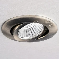 Forsænket loftlampe Dione, IP44, 4.000 K, nikkel, dæmpbar