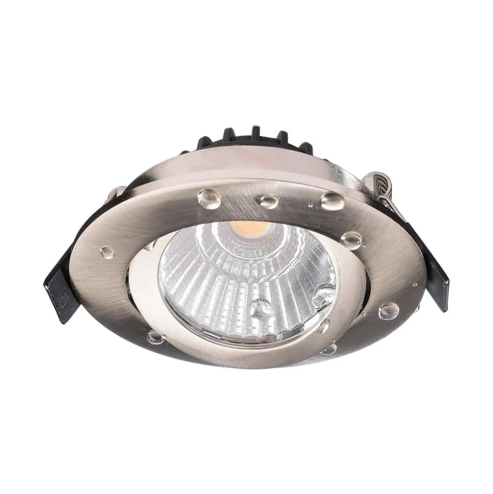 Forsænket loftlampe Dione, IP44, 4.000 K, nikkel, dæmpbar