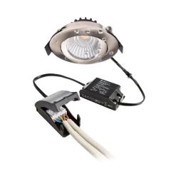 Forsænket loftlampe Dione, IP44, 4.000 K, nikkel, dæmpbar