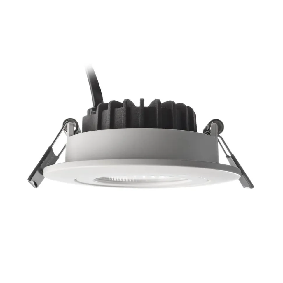 Forsænket loftlampe Dione, IP44, 3.000 K, hvid, dæmpbar