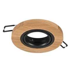 Forsænket loftlampe Tobby, Ø 10 cm, 3 stk. sæt, egetræ GU10