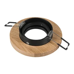 Forsænket loftlampe Tobby, Ø 10 cm, 3 stk. sæt, egetræ GU10