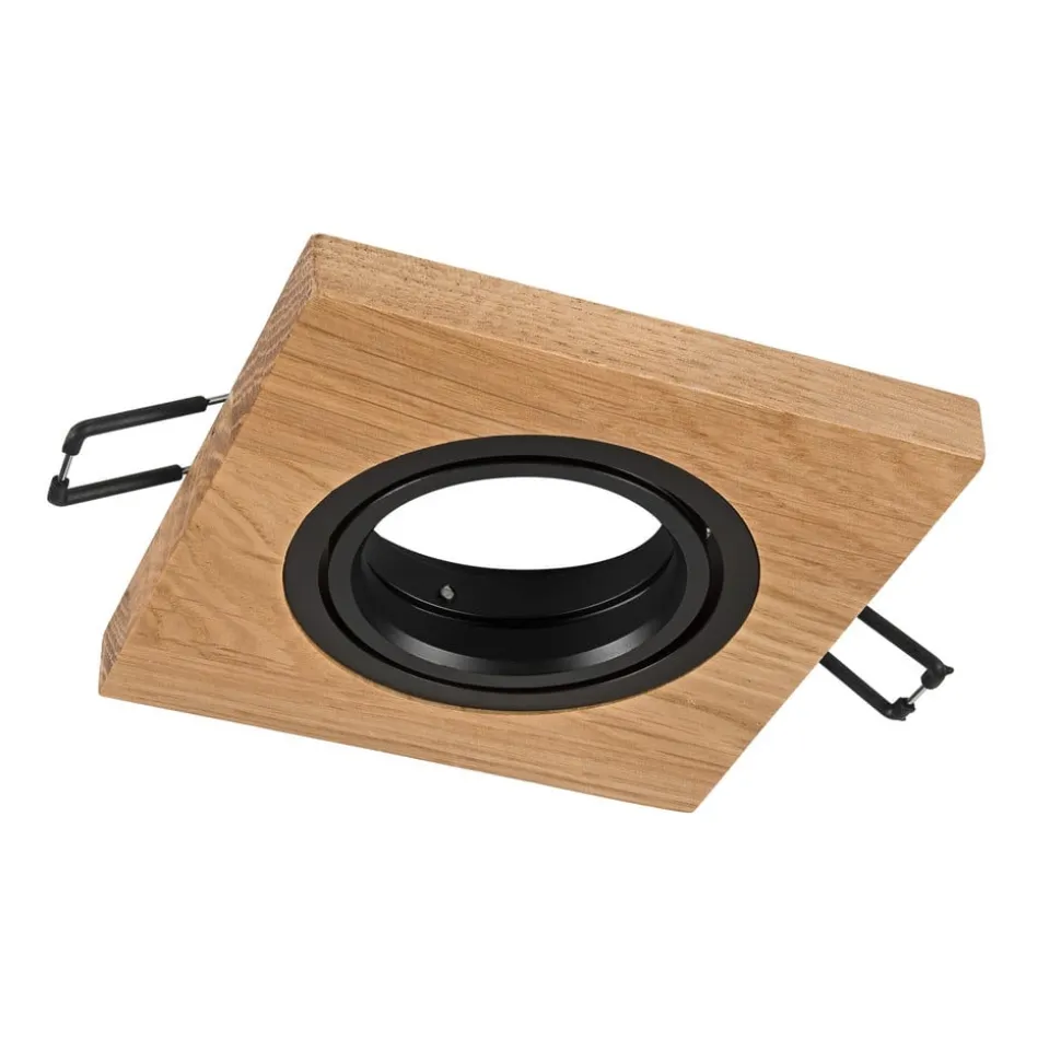 Forsænket loftlampe Tobby, 10 x 10 cm, egetræ, GU10