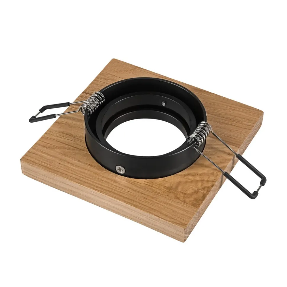Forsænket loftlampe Tobby, 10 x 10 cm, egetræ, GU10