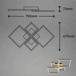 Frame LED-loftlampe, guld, dæmpbar, 4 lyskilder