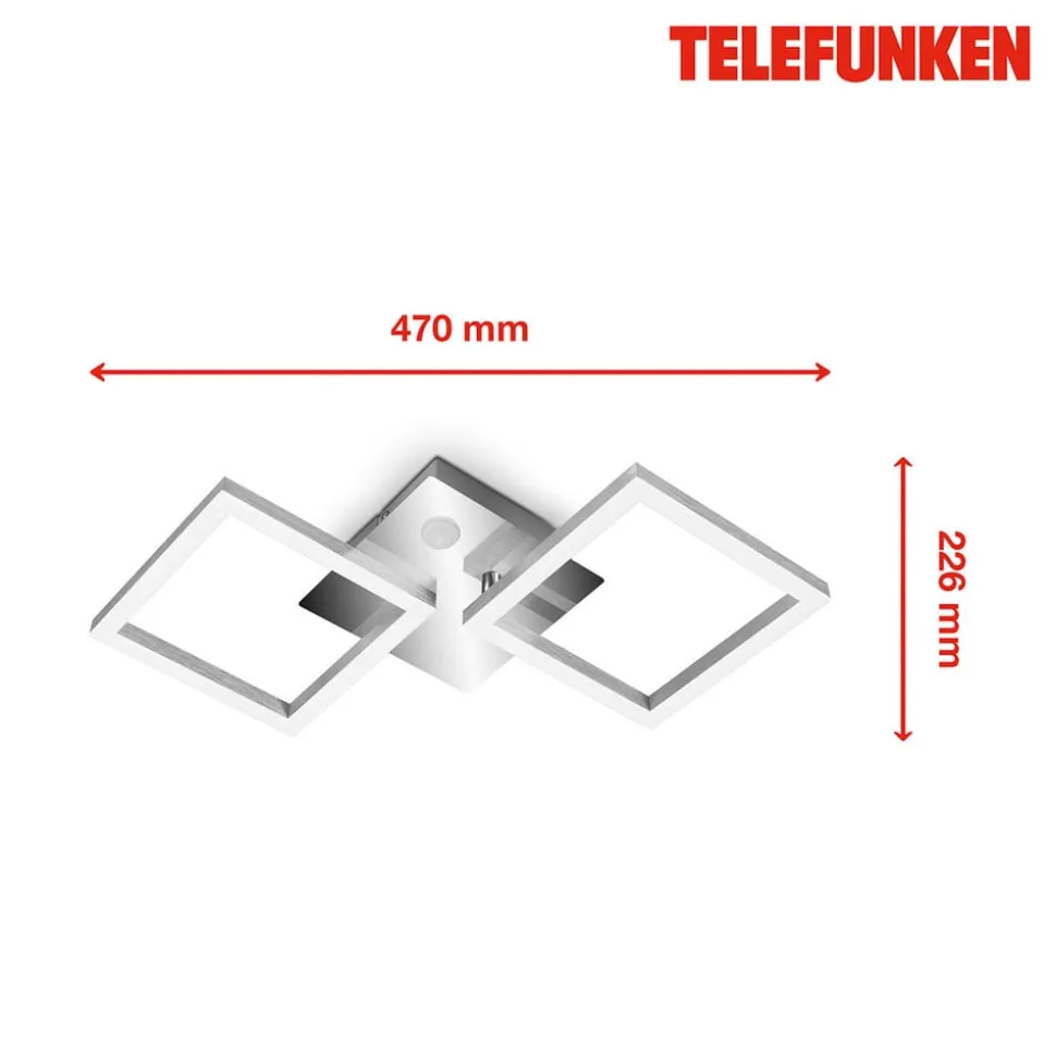 Frame LED-loftlampe, sensor, 47x23 cm, krom/alu
