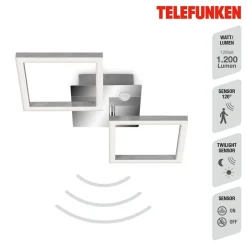 Frame LED-loftlampe, sensor, 47x23 cm, krom/alu