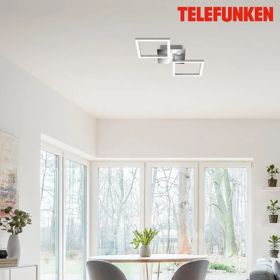Frame LED-loftlampe, sensor, 47x23 cm, krom/alu
