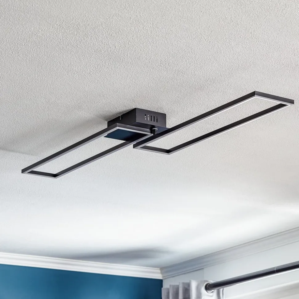 Frame LED-loftslampe, fjernbetjening, sort