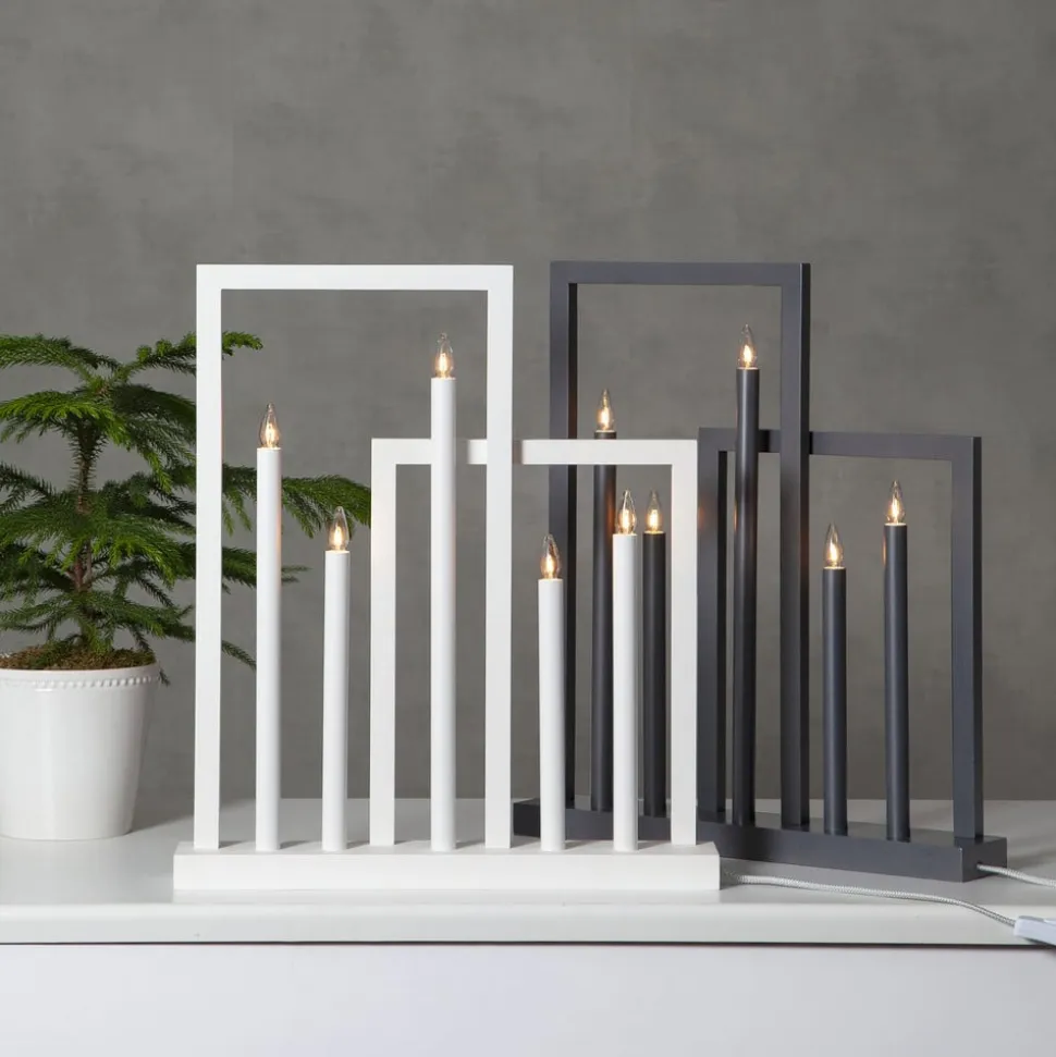 Frame vinduesstage i træ, 5 lyskilder, mørkegrå