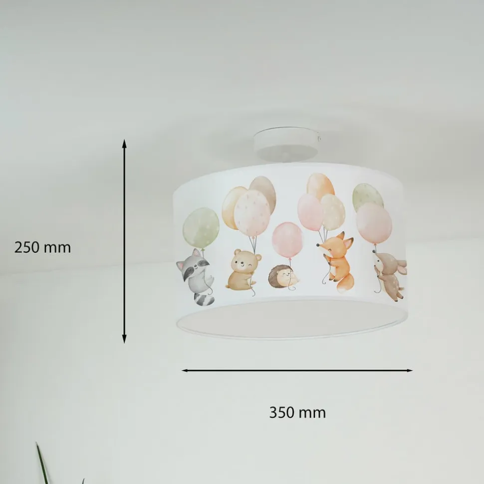 Freddy hængelampe, Ø 35 cm, farverig, dyr, stof, E27