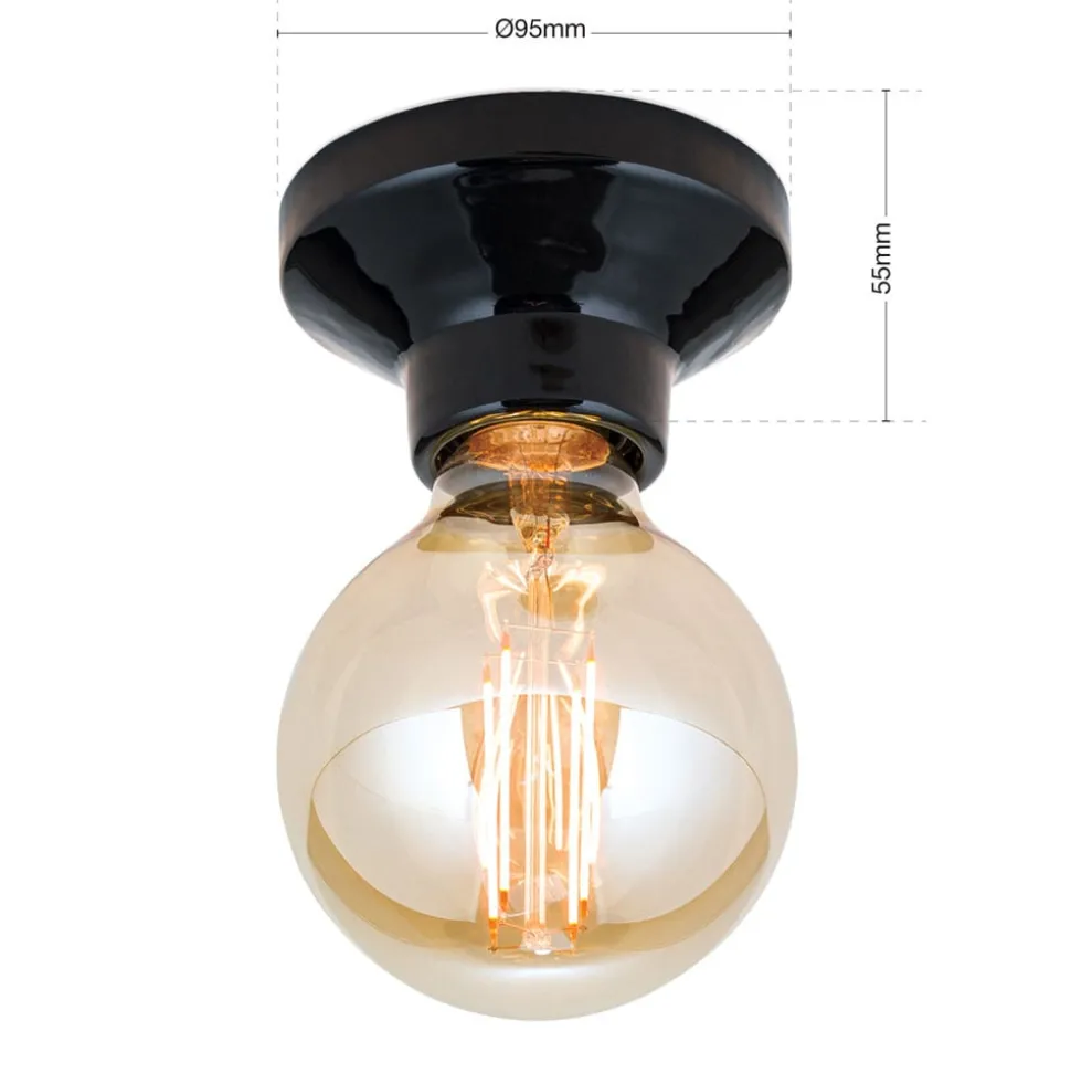 Frost loftlampe af keramik, sort