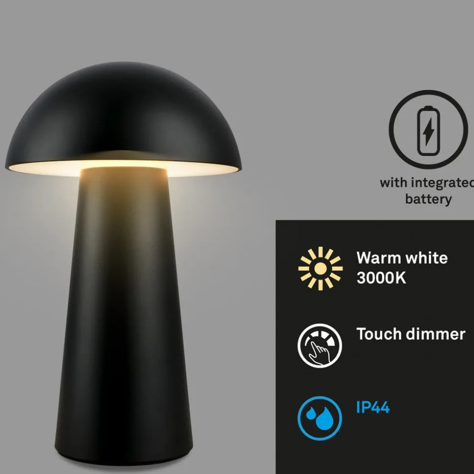 Fungo Mini LED-bordlampe, sort, touch, plast