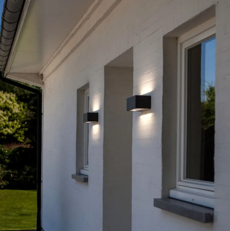 Gemini udendørs LED-væglampe, 22 cm, 3.000 K, sort