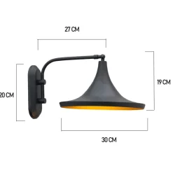 Genish væglampe, sort, bredde 30 cm, metal, E27