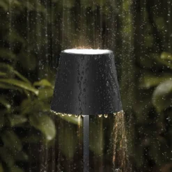 Genopladelig LED-bordlampe Nuindie mini, USB-C, sort, IP54, dæmpbar.