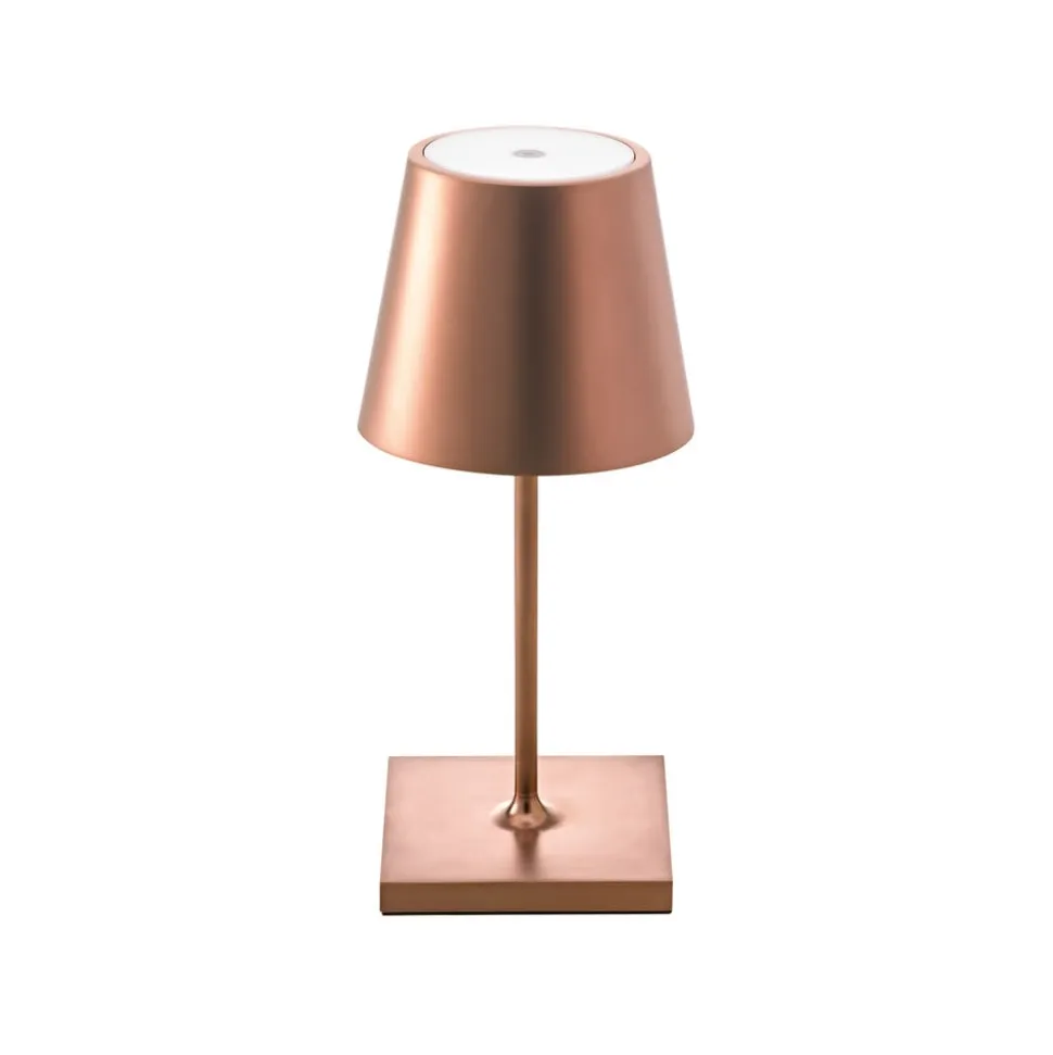 Genopladelig LED-bordlampe Nuindie mini, USB-C, bronze, IP54, dæmpbar.