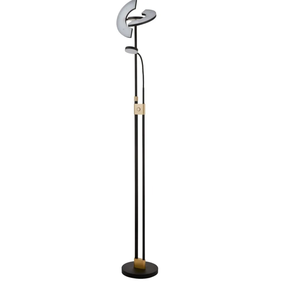 Gio LED-gulvlampe, satineret messing/sort