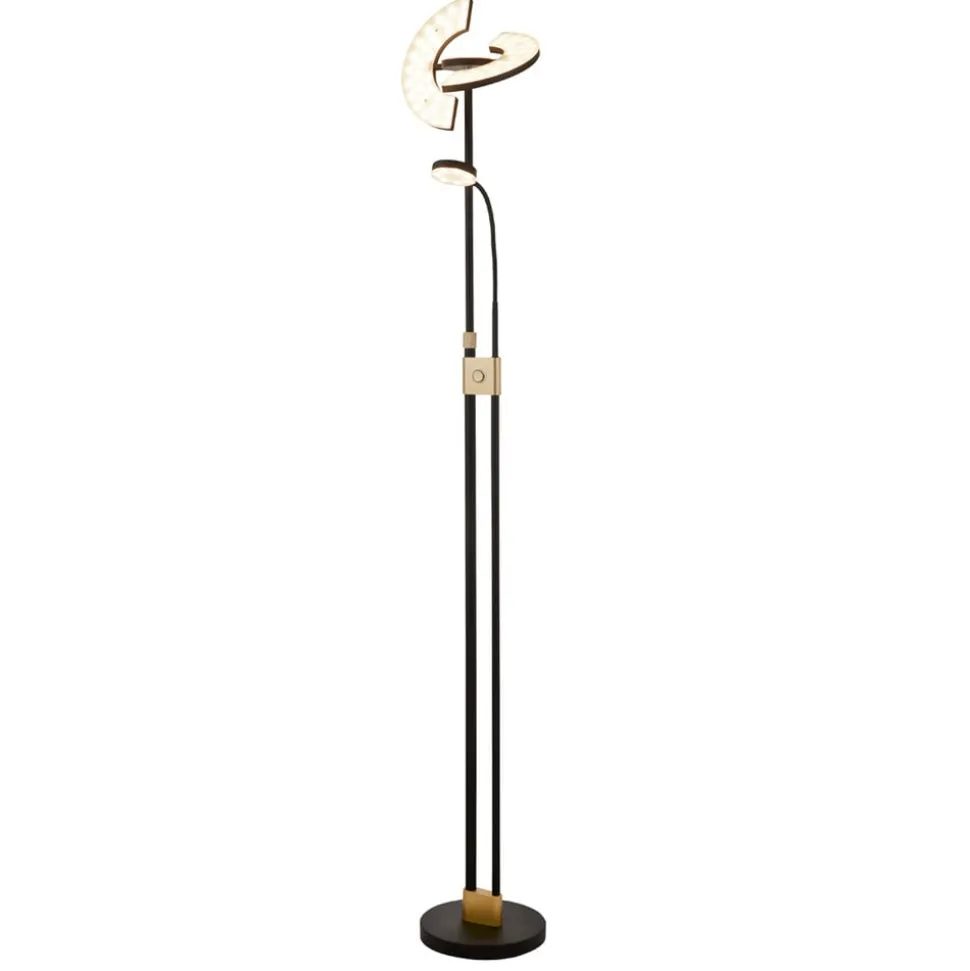 Gio LED-gulvlampe, satineret messing/sort