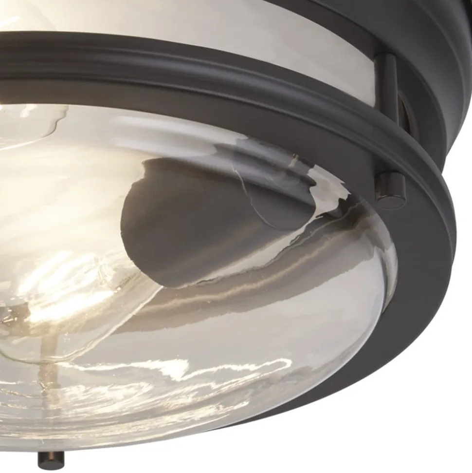 Glasgow loftslampe med glasskærm, IP44 sort