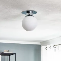 GLOBE klassisk kugle-loftlampe, krom
