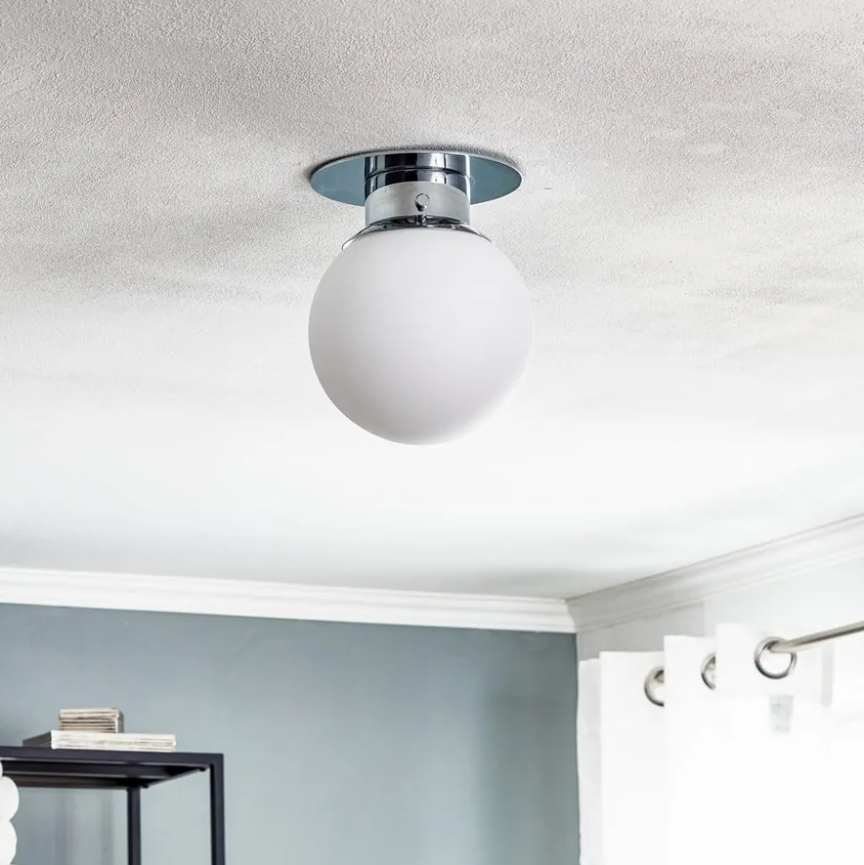 GLOBE klassisk kugle-loftlampe, krom