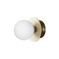 Globen Lighting væglampe ART DECO, messing/hvid Ø 16 cm IP44