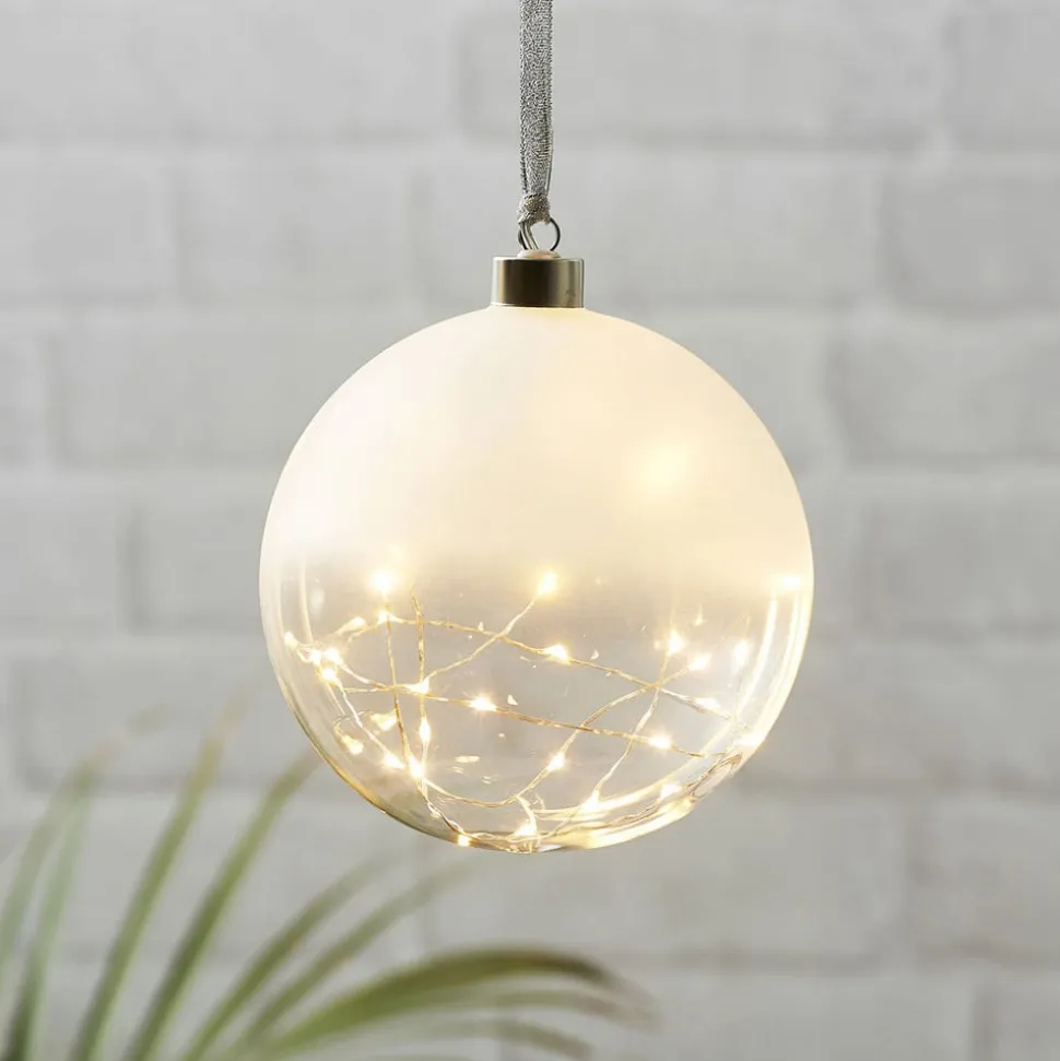 Glow LED-dekokugle, frostet/klar, Ø 15 cm