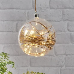Glow LED-dekokugle, klar, rattan, Ø 20 cm
