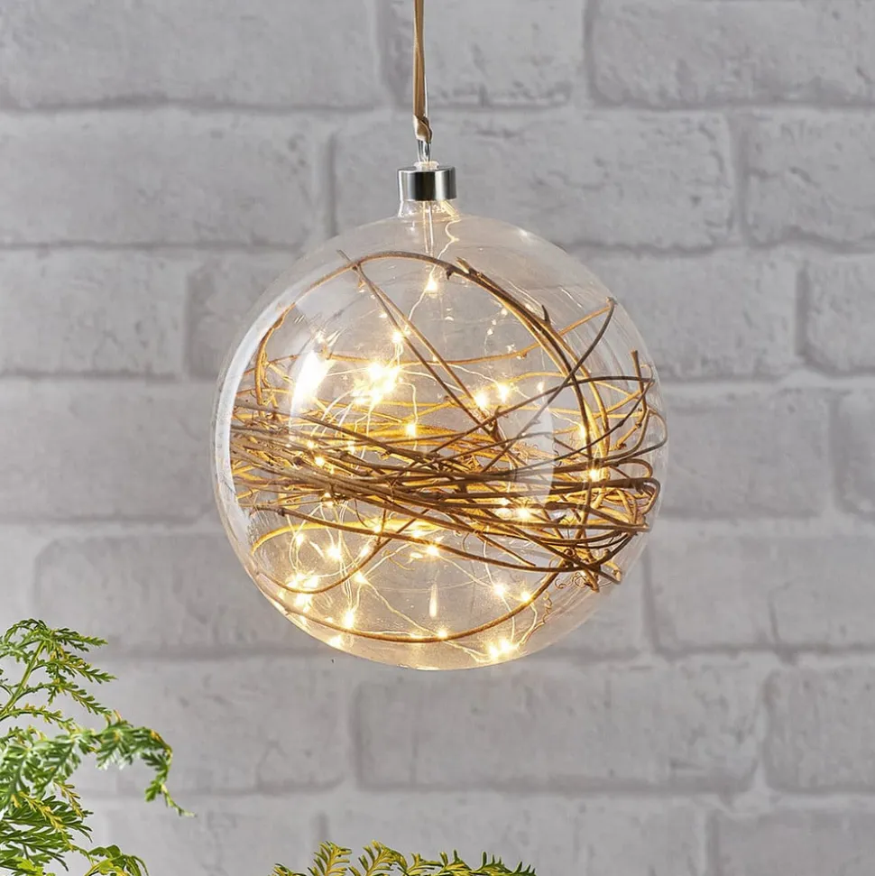 Glow LED-dekokugle, klar, rattan, Ø 20 cm