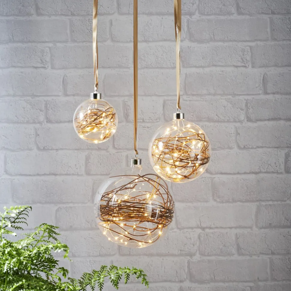 Glow LED-dekokugle, klar, rattan, Ø 20 cm