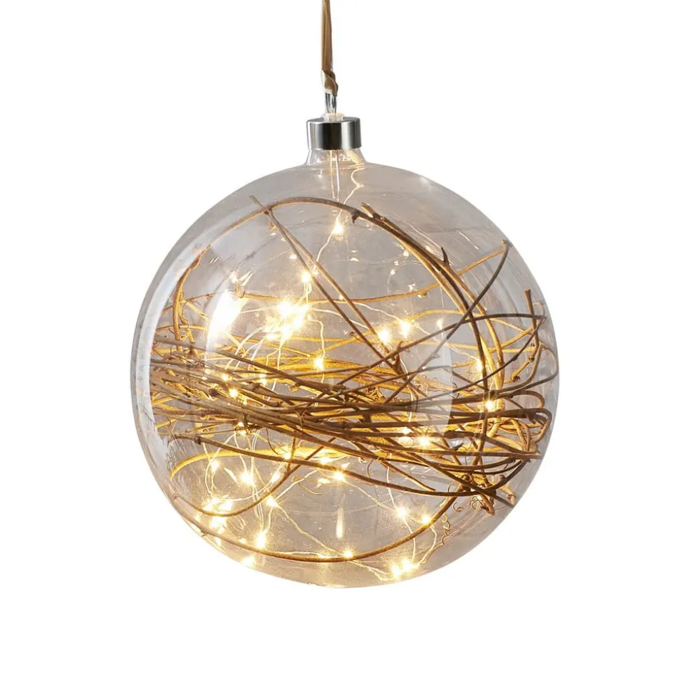 Glow LED-dekokugle, klar, rattan, Ø 20 cm