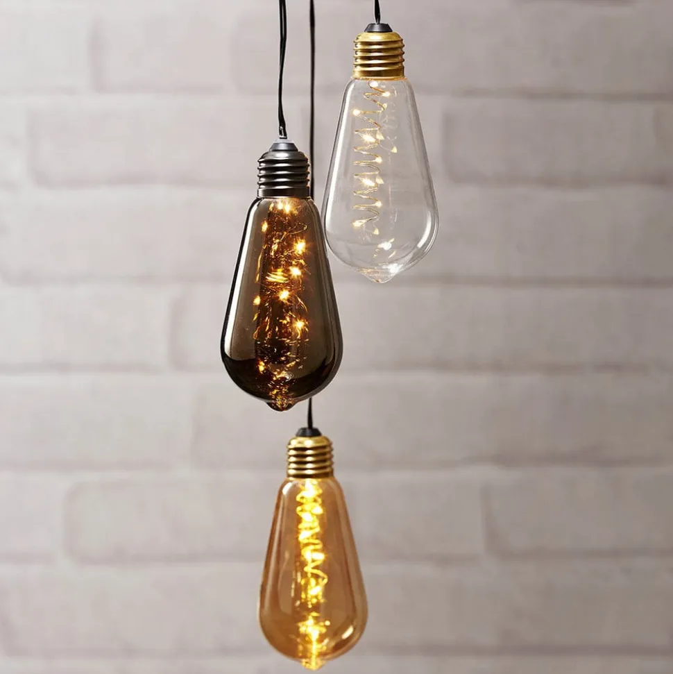 Glow vintage LED-dekolampe med timer, røgfarvet