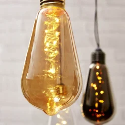 Glow vintage LED-dekolampe med timer, røgfarvet