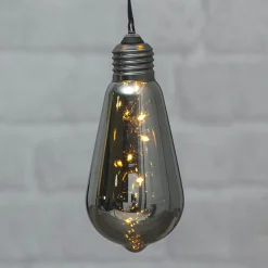 Glow vintage LED-dekolampe med timer, røgfarvet