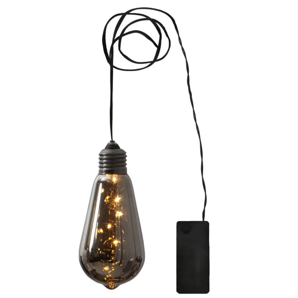 Glow vintage LED-dekolampe med timer, røgfarvet