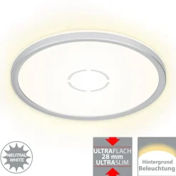 Gratis LED-loftlampe, Ø 29 cm, sølv